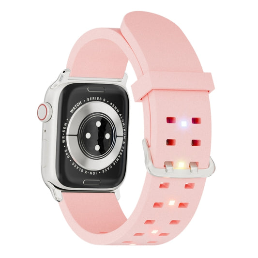 For Apple Watch Series 8 45mm Luminous Colorful Light Silicone Watch Band(Pink) - Watch Bands by buy2fix | Online Shopping UK | buy2fix