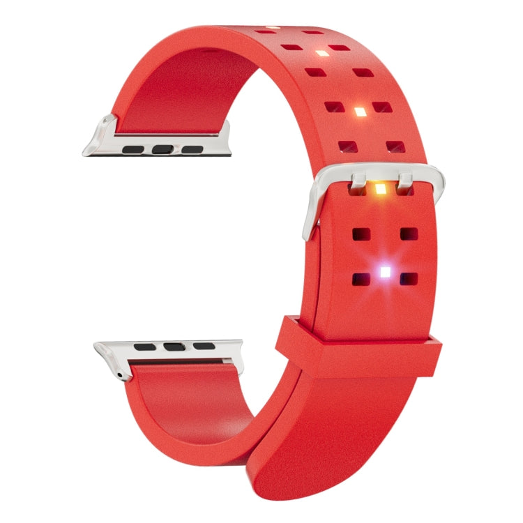 For Apple Watch SE 40mm Luminous Colorful Light Silicone Watch Band(Red) - Watch Bands by buy2fix | Online Shopping UK | buy2fix