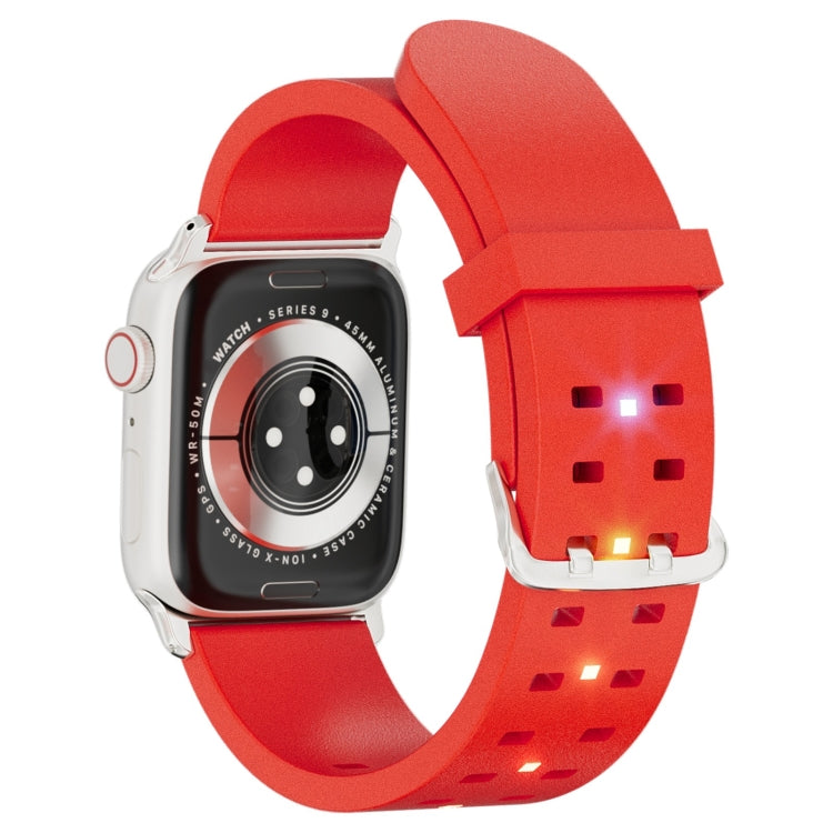 For Apple Watch 38mm Luminous Colorful Light Silicone Watch Band(Red) - Watch Bands by buy2fix | Online Shopping UK | buy2fix