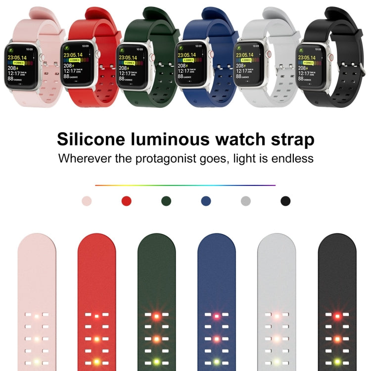 For Apple Watch 38mm Luminous Colorful Light Silicone Watch Band(Red) - Watch Bands by buy2fix | Online Shopping UK | buy2fix