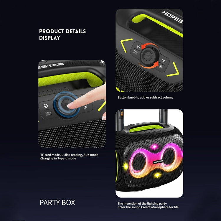 HOPESTAR Party Box 120W Karaoke Bluetooth Speaker with 2 Microphones(Grey) - Desktop Speaker by HOPESTAR | Online Shopping UK | buy2fix