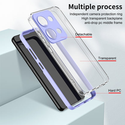 For Xiaomi Redmi Note 13 Pro 4G 3 in 1 Clear TPU Color PC Frame Phone Case(Purple) - Note 13 Pro Cases by buy2fix | Online Shopping UK | buy2fix