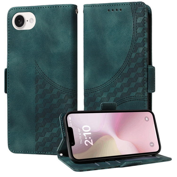 For iPhone SE 2024 Embossed Rhombus Starry Leather Phone Case(Green) - More iPhone Cases by buy2fix | Online Shopping UK | buy2fix