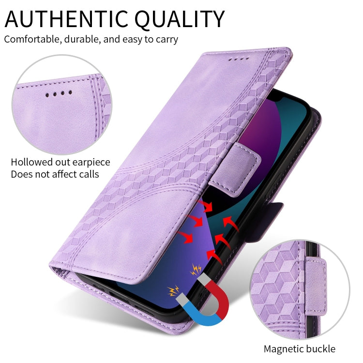 For iPhone SE 2024 Embossed Rhombus Starry Leather Phone Case(Purple) - More iPhone Cases by buy2fix | Online Shopping UK | buy2fix