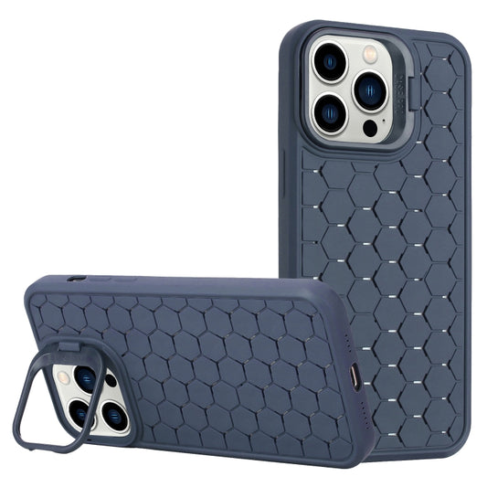 For iPhone 16 Pro Honeycomb Radiating Lens Holder Magsafe Phone Case(Blue) - iPhone 16 Pro Cases by buy2fix | Online Shopping UK | buy2fix