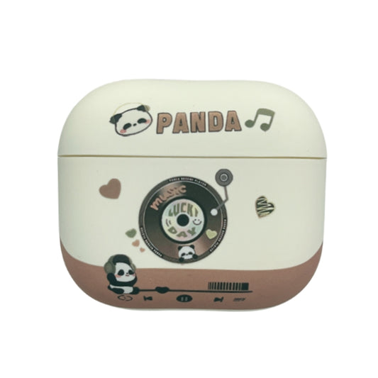 For AirPods Pro Panda Records Pattern Earbuds Box Frosted TPU Case(White) - For AirPods Pro by buy2fix | Online Shopping UK | buy2fix