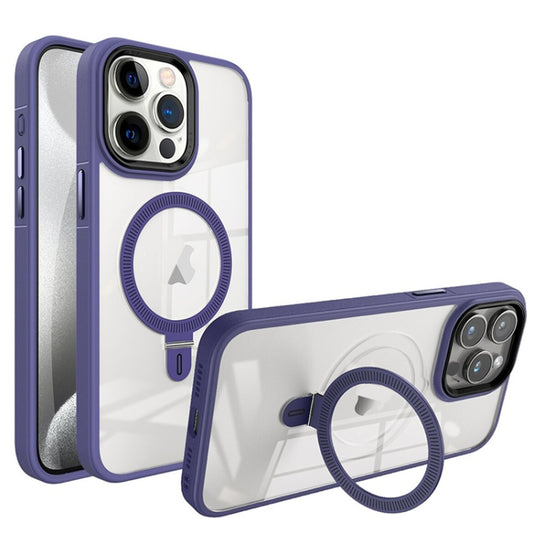 For iPhone 15 Pro Max Shield Armor MagSafe Holder Phone Case(Deep Purple) - iPhone 15 Pro Max Cases by buy2fix | Online Shopping UK | buy2fix