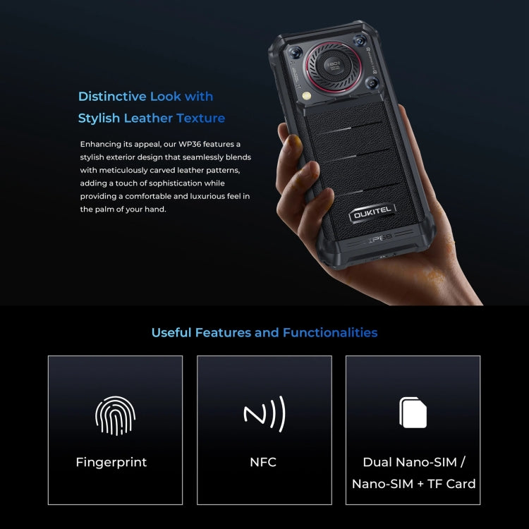 Oukitel WP36, 8GB+128GB, IP68/IP69K, Fingerprint Identification, 10600mAh, 6.52 inch MediaTek MT8788 Octa Core, NFC, OTG, Network: 4G(Black) - OUKITEL by OUKITEL | Online Shopping UK | buy2fix