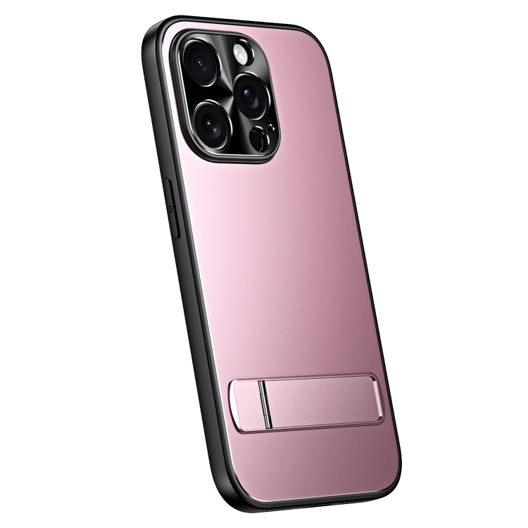 For iPhone 14 Pro R-JUST RJ-61 Electroplating Frosted TPU + PC Phone Case with Holder(Pink) - iPhone 14 Pro Cases by R-JUST | Online Shopping UK | buy2fix