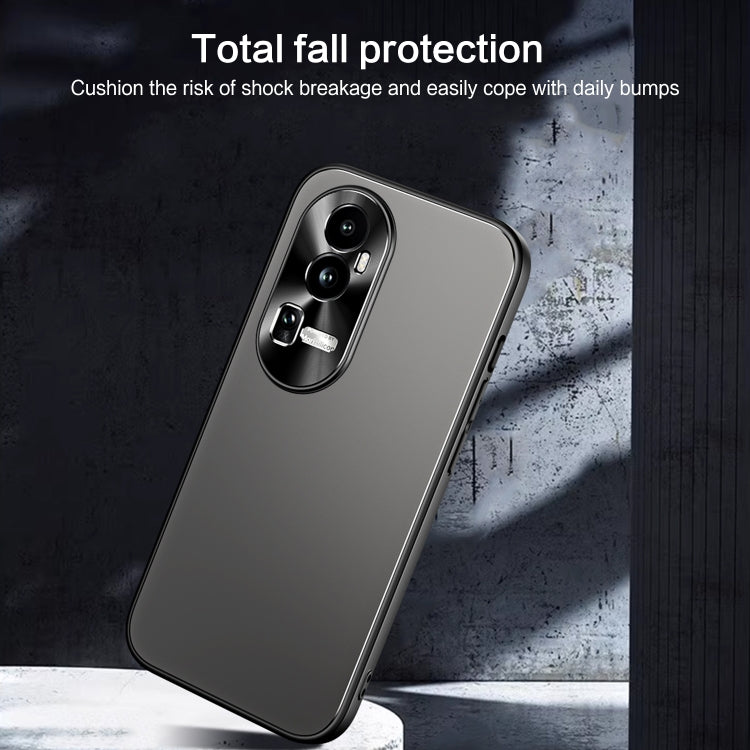 For OPPO Reno10 Pro+ Global R-JUST RJ-61 Electroplating Frosted TPU + PC Phone Case with Holder(Grey) - OPPO Cases by R-JUST | Online Shopping UK | buy2fix