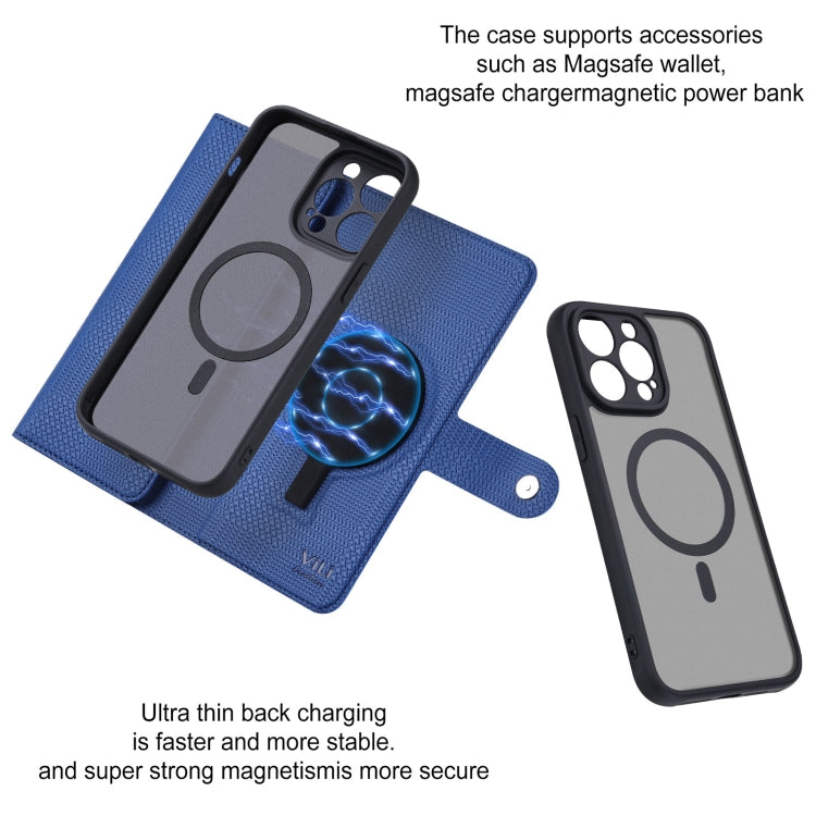 For iPhone 14 Plus ViLi GHA Series Shockproof MagSafe RFID Leather Attraction Horizontal Flip Phone Case(Blue) - iPhone 14 Plus Cases by ViLi | Online Shopping UK | buy2fix