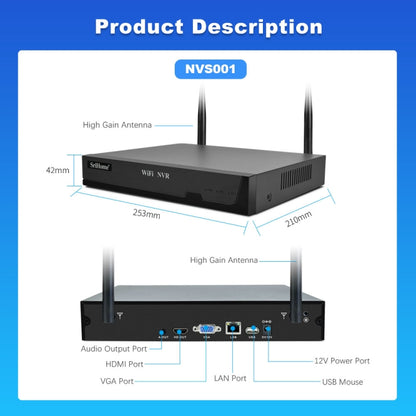 SriHome NVS001E-IPC047 Ultra HD 4 Channel WiFi Network Video Recorder Set(EU Plug) - Video Recorder Kit by SriHome | Online Shopping UK | buy2fix