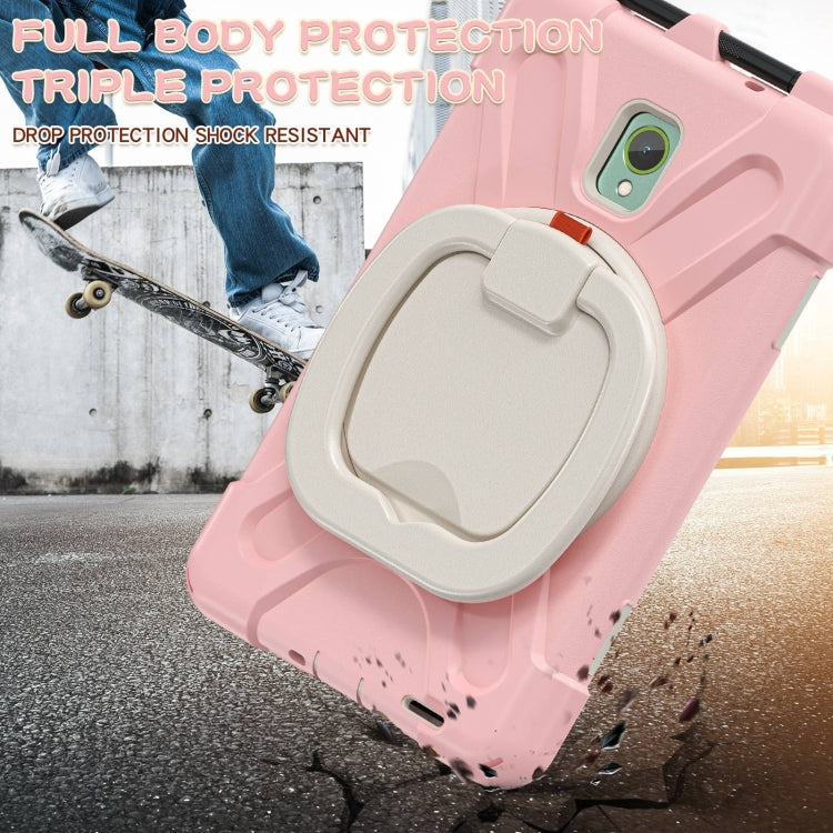 For Samsung Galaxy Tab Active5 X300 Silicone Hybrid PC Tablet Case with Holder & Shoulder Strap(Pink) - Other Galaxy Tab PC by buy2fix | Online Shopping UK | buy2fix