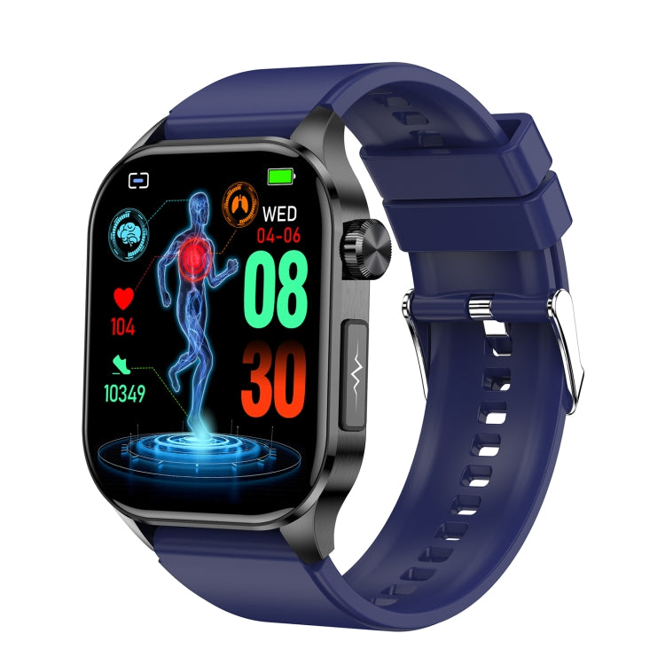 ET580 2.04 inch AMOLED Screen Sports Smart Watch Support Bluethooth Call /  ECG Function(Blue Silicone Band) - Smart Watches by buy2fix | Online Shopping UK | buy2fix