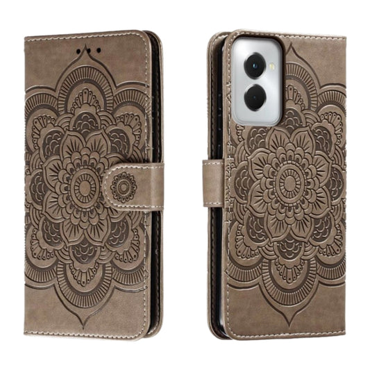 For Motorola Moto G Power 5G 2024 Sun Mandala Embossing Pattern Phone Leather Case(Grey) - Motorola Cases by buy2fix | Online Shopping UK | buy2fix