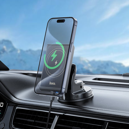 hoco HW20 Precious Magnetic Wireless Fast Charging Car Center Console Holder(Black) - Wireless Charger Holders by hoco | Online Shopping UK | buy2fix