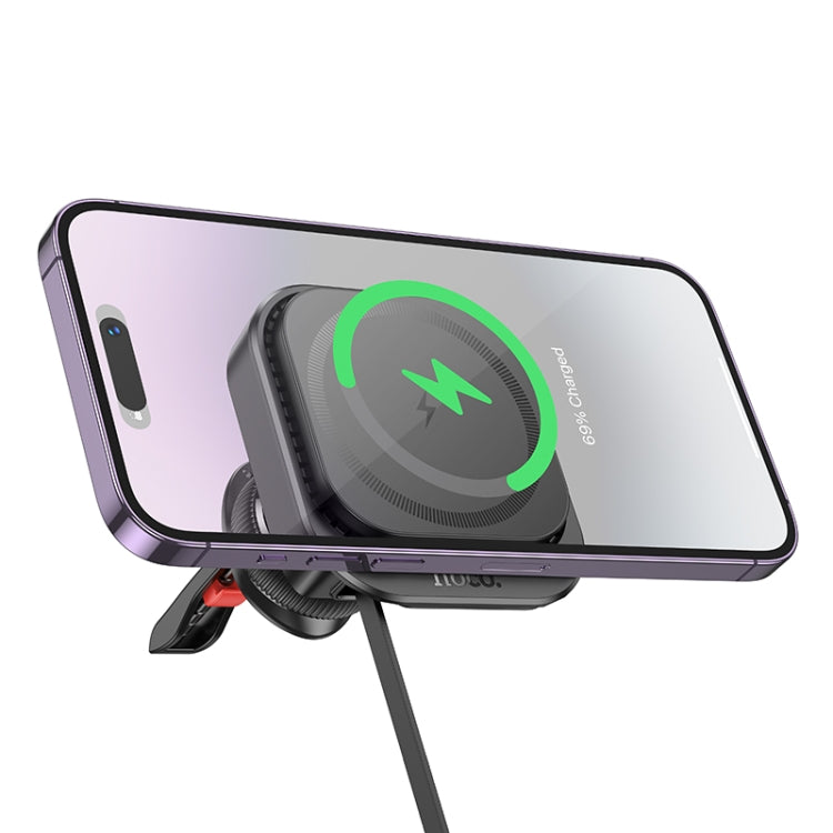 hoco HW23 Might Retractable Magnetic Wireless Fast Charging Car Air Outlet Holder(Black) - Wireless Charger Holders by hoco | Online Shopping UK | buy2fix