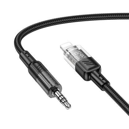 hoco UPA27 Crystal Clear 8 Pin to 3.5mm Audio Adapter Cable(Black) - Video & Audio Cable by hoco | Online Shopping UK | buy2fix