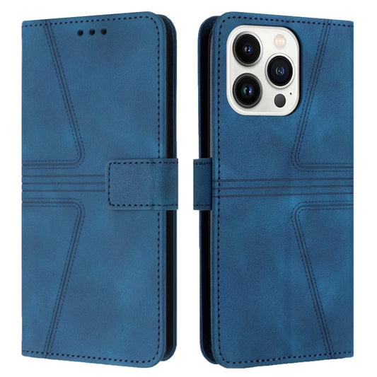 For iPhone 16 Pro Triangle Solid Color Leather Phone Case(Blue) - iPhone 16 Pro Cases by buy2fix | Online Shopping UK | buy2fix