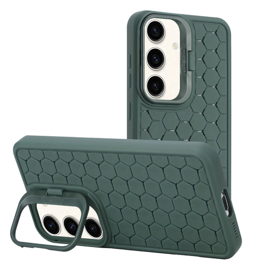 For Samsung Galaxy S24 5G Honeycomb Radiating Lens Holder TPU Phone Case(Green) - Galaxy S24 5G Cases by buy2fix | Online Shopping UK | buy2fix