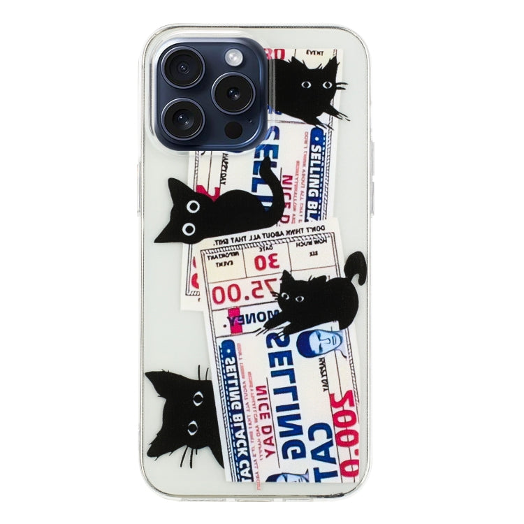 For iPhone 16 Pro Max Colorful Painting Pattern TPU Phone Case(Black Cat) - iPhone 16 Pro Max Cases by buy2fix | Online Shopping UK | buy2fix