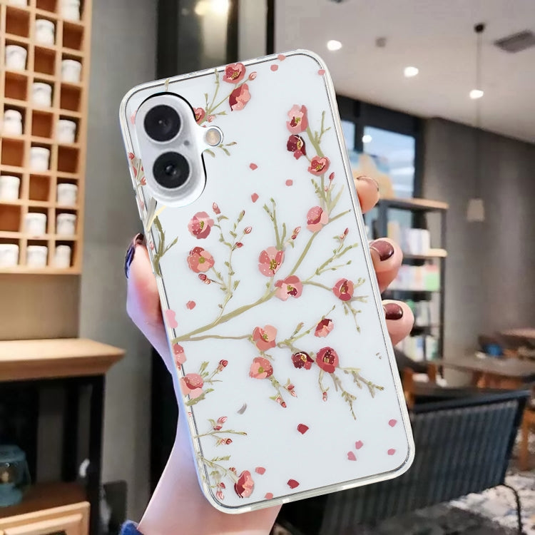 For iPhone 16 Colorful Painting Pattern TPU Phone Case(Red Flowers) - iPhone 16 Cases by buy2fix | Online Shopping UK | buy2fix