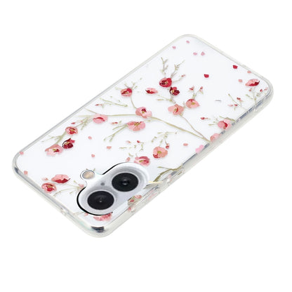 For iPhone 16 Colorful Painting Pattern TPU Phone Case(Red Flowers) - iPhone 16 Cases by buy2fix | Online Shopping UK | buy2fix