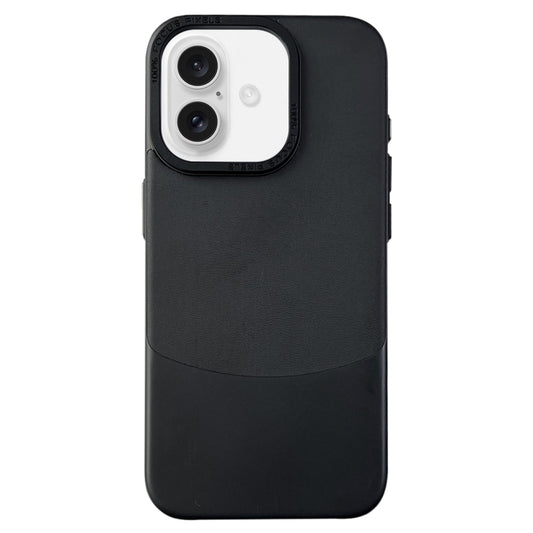 For iPhone 16 Napa Texture PC + Leather Phone Case(Black) - iPhone 16 Cases by buy2fix | Online Shopping UK | buy2fix