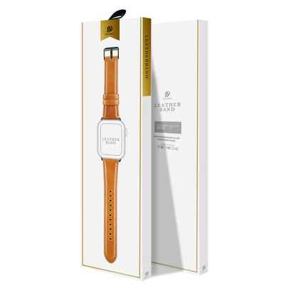 For Apple Watch Series 7 45mm DUX DUCIS Business Genuine Leather Watch Strap(Khaki) - Watch Bands by DUX DUCIS | Online Shopping UK | buy2fix