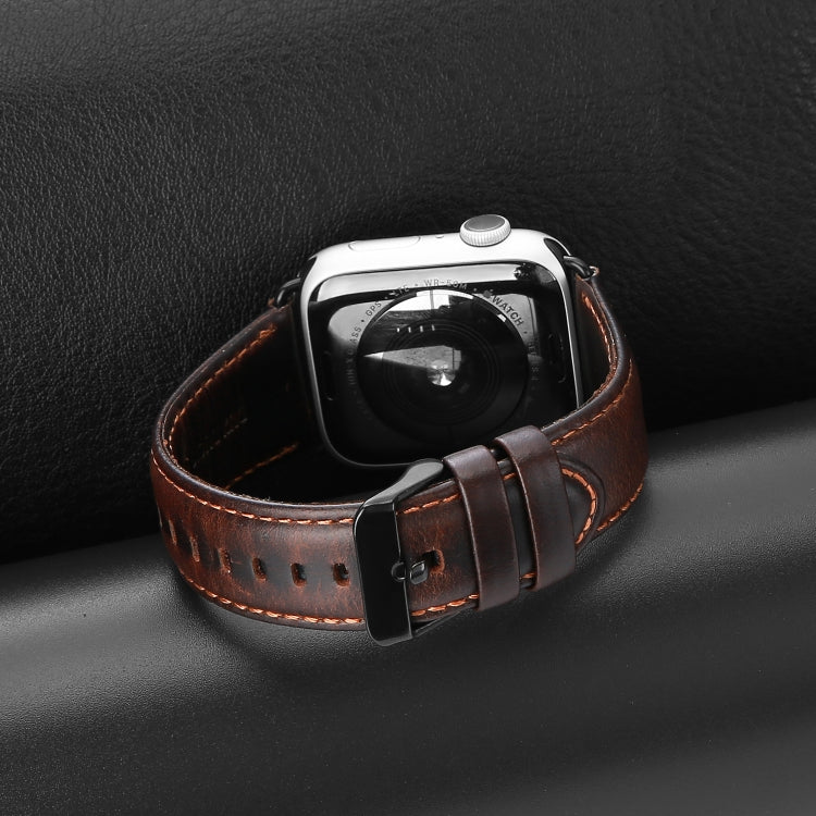 For Apple Watch Series 3 42mm DUX DUCIS Business Genuine Leather Watch Strap(Coffee) - Watch Bands by DUX DUCIS | Online Shopping UK | buy2fix