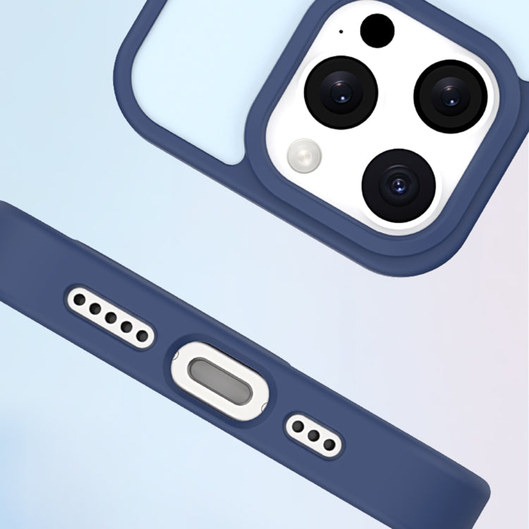 For iPhone 11 Pro Max Metal Button Skin Feel Matte MagSafe Shockproof Phone Case(Dark Blue) - iPhone 11 Pro Max Cases by buy2fix | Online Shopping UK | buy2fix