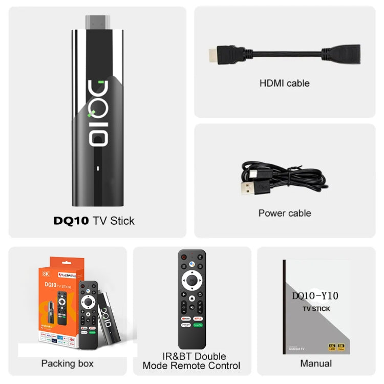 LEMFO DQ10 Allwinner H618 Quad Core ARM Cortex A53 8K HD Android TV Stick, RAM:2GB+16GB(EU Plug) - Android TV Sticks by LEMFO | Online Shopping UK | buy2fix