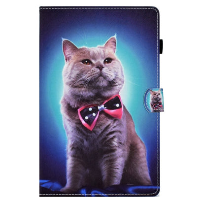 For Lenovo Tab M11 / Xiaoxin Pad 11 2024 Colored Drawing Sewing Pen Slot Leather Tablet Case(Bow Tie Cat) - Lenovo by buy2fix | Online Shopping UK | buy2fix