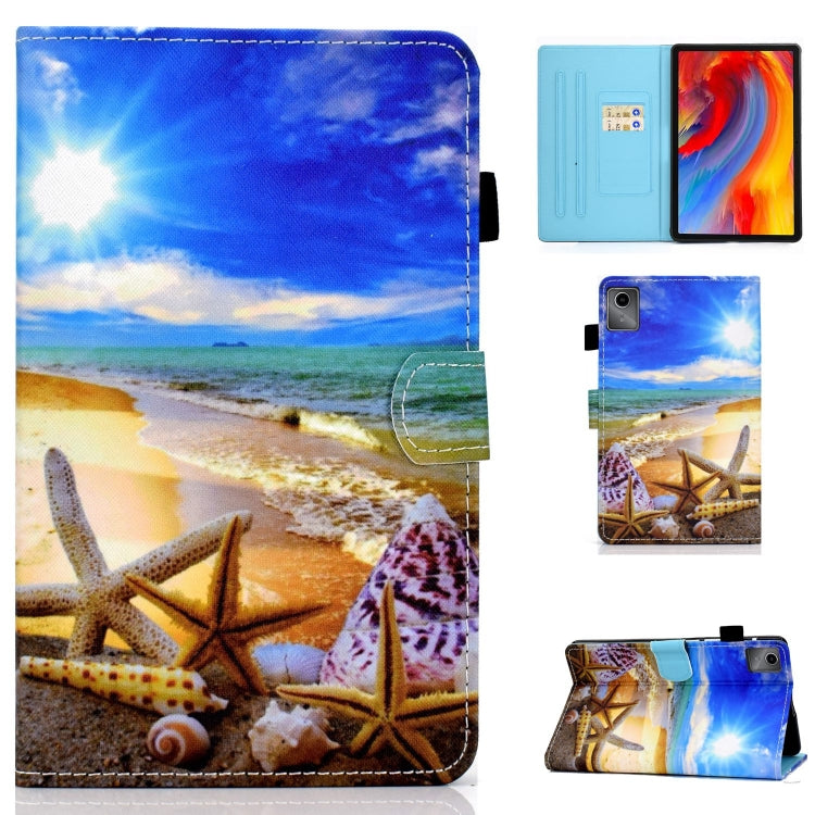 For Lenovo Tab M11 / Xiaoxin Pad 11 2024 Colored Drawing Stitching Smart Leather Tablet Case(Blue Sky Starfish) - Lenovo by buy2fix | Online Shopping UK | buy2fix