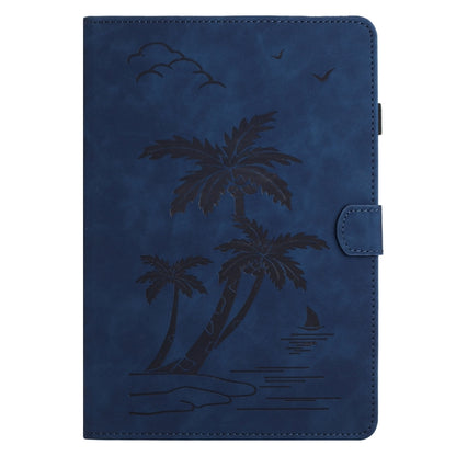 For Samsung Galaxy Tab S9 FE X510/X516B Coconut Tree Embossed Smart Leather Tablet Case(Blue) - Galaxy Tab S9 FE by buy2fix | Online Shopping UK | buy2fix