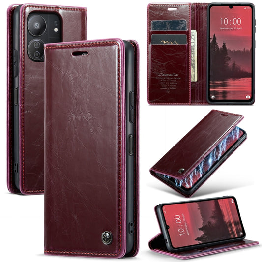 For Xiaomi Redmi 13C CaseMe 003 Crazy Horse Texture Flip Leather Phone Case(Mulberry Red) - Xiaomi Cases by CaseMe | Online Shopping UK | buy2fix