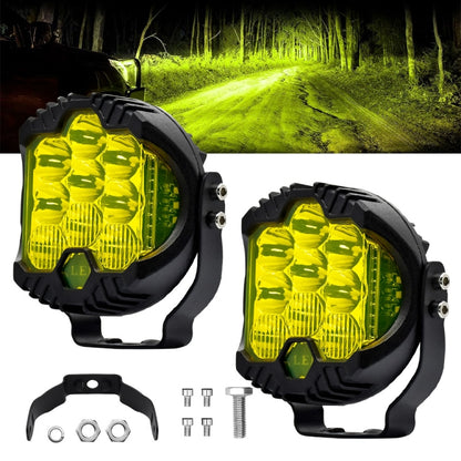 11W 12000lm 6000K 3 inch Car Three-sided Flash Work Light(Yellow Light) - LED Headlamps by buy2fix | Online Shopping UK | buy2fix