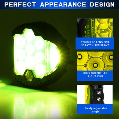 11W 12000lm 6000K 3 inch Car Three-sided Flash Work Light(Yellow Light) - LED Headlamps by buy2fix | Online Shopping UK | buy2fix