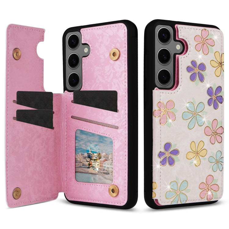 For Samsung Galaxy S25+ 5G Printed Double Buckle RFID Anti-theft Phone Case(Blossoming Flowers) - Galaxy S25+ 5G Cases by buy2fix | Online Shopping UK | buy2fix