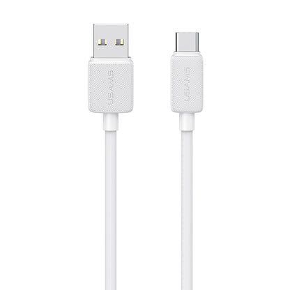 USAMS US-SJ688 USB to USB-C / Type-C 3A Striped Fast Charge Data Cable, Length:1m(White) - USB-C & Type-C Cable by USAMS | Online Shopping UK | buy2fix