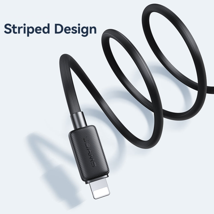 USAMS US-SJ689 USB to 8 Pin 2.4A Striped Fast Charge Data Cable, Length:1m(Black) - Normal Style Cable by USAMS | Online Shopping UK | buy2fix