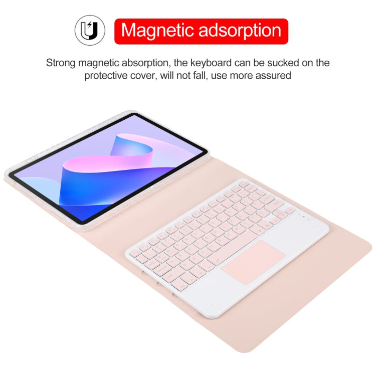 For Huawei MatePad 11 2023 / 2021 Square Button Bluetooth Keyboard Rotatable Holder Leather Case with Touchpad(Rose Gold) - Huawei Keyboard by buy2fix | Online Shopping UK | buy2fix