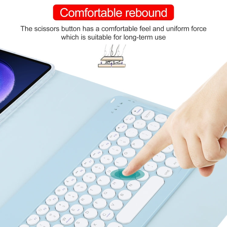 For Xiaomi Pad 6 Round Button Bluetooth Keyboard Rotatable Holder Leather Case(Sky Blue) - Others Keyboard by buy2fix | Online Shopping UK | buy2fix