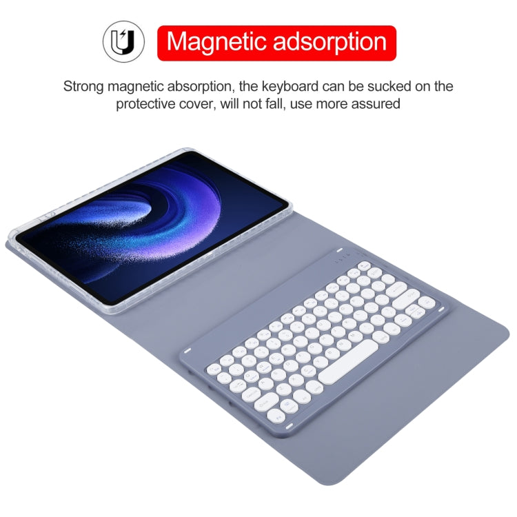 For Xiaomi Pad 6 Round Button Bluetooth Keyboard Rotatable Holder Leather Case(Lavender Purple) - Others Keyboard by buy2fix | Online Shopping UK | buy2fix