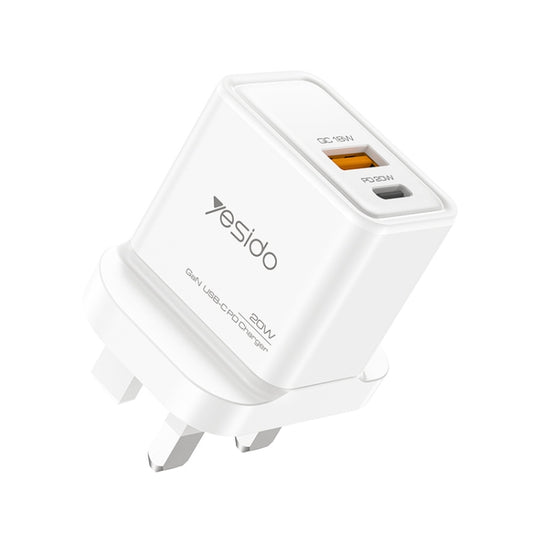 Yesido YC80 PD20W Dual Port Type-C GaN Charger, UK Plug - USB Charger by Yesido | Online Shopping UK | buy2fix