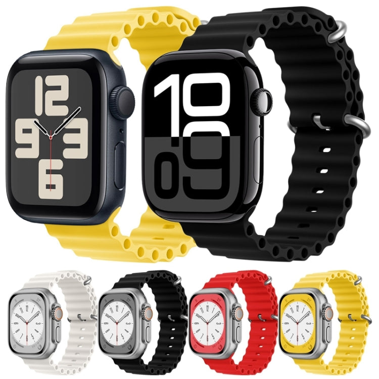 For Apple Watch Series 7 45mm ZGA Ocean Silicone Watch Band(Yellow) - Watch Bands by ZGA | Online Shopping UK | buy2fix