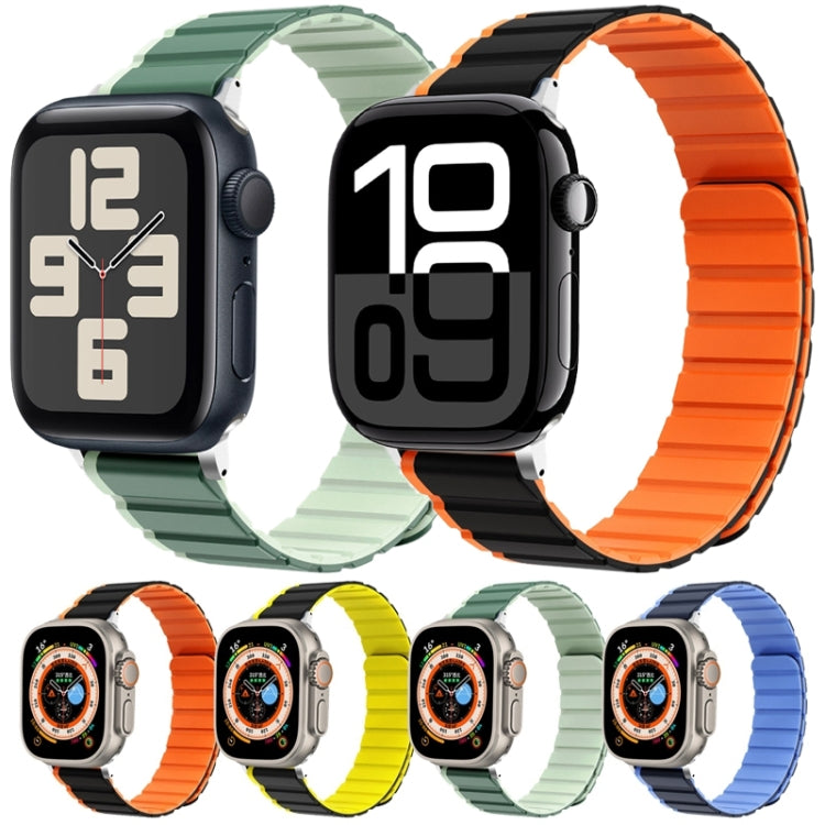 For Apple Watch Series 2 42mm ZGA Two Color Magnetic Silicone Watch Band(Black+Orange) - Watch Bands by ZGA | Online Shopping UK | buy2fix