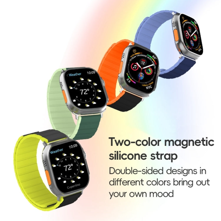 For Apple Watch Series 10 46mm ZGA Two Color Magnetic Silicone Watch Band(Dark Blue+Light Blue) - Watch Bands by ZGA | Online Shopping UK | buy2fix