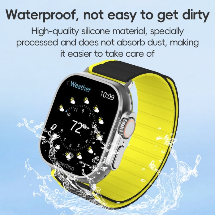 For Apple Watch Series 9 45mm ZGA Two Color Magnetic Silicone Watch Band(Grey+Yellow) - Watch Bands by ZGA | Online Shopping UK | buy2fix