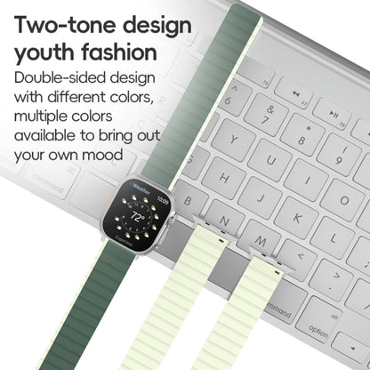 For Apple Watch Series 5 44mm ZGA Two Color Magnetic Silicone Watch Band(Dark Green+Light Green) - Watch Bands by ZGA | Online Shopping UK | buy2fix